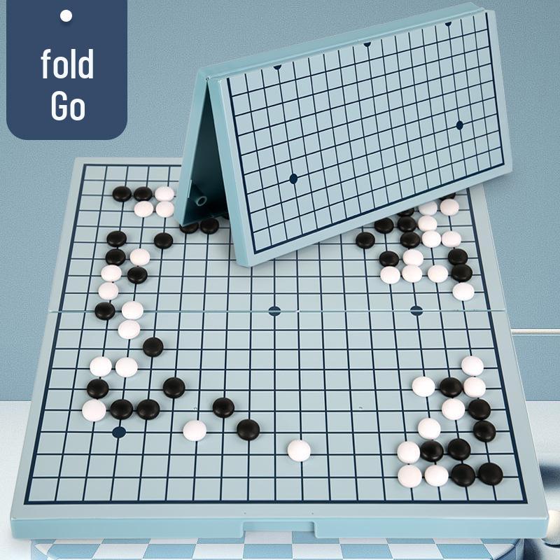 Five-in-a-Row Folding Educational Board Game for Kids: Tabletop Chess, Checkers, Flying Chess, and Go.