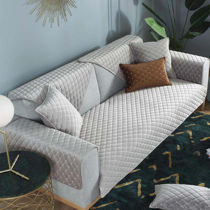 Tlustý prošívaný plyšový potah na pohovku Jednobarevný Elegantní luxusní sametová pohovka Ručník Vyšívací Potah na pohovku do obývacího pokoje
