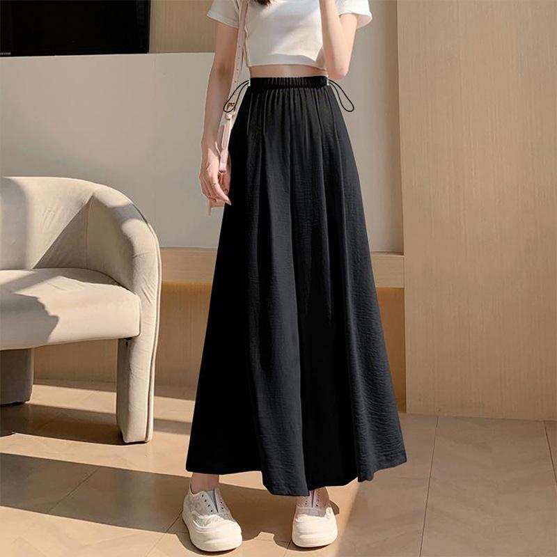 

2026 New Fashion Versatile Summer Maternity Pants - Loose, Thin Style with Drawstring, Yamato Skirt Design, No Belly Support, Long Length XL чорний