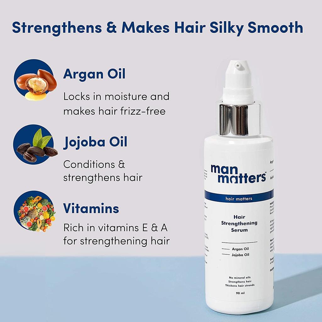 Man Matters Hair Serum For Men Non Sticky Shine Smooth Frizz Control For Silkier Hair 90 Ml Lightweight