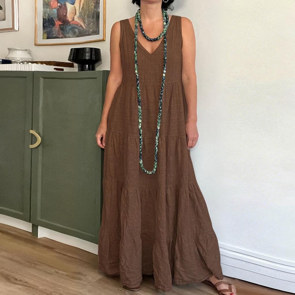 Dress For Women Long Boho Beach Dress Elegant Maxi Dress V,Neck Sleeveless Dress
