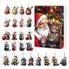 2025 Christmas Countdown Advent Calendar Cat Ornament Calendar 24Pcs Cute Cat Flat Pendant Decoration Cartoon Festival Supplies