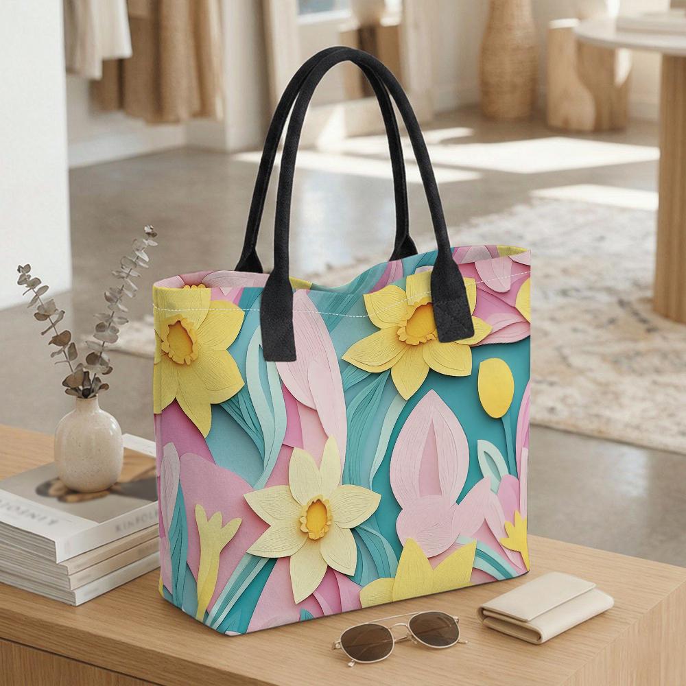 Floral Tote Bag Large Capacity Handbag for Daily Use