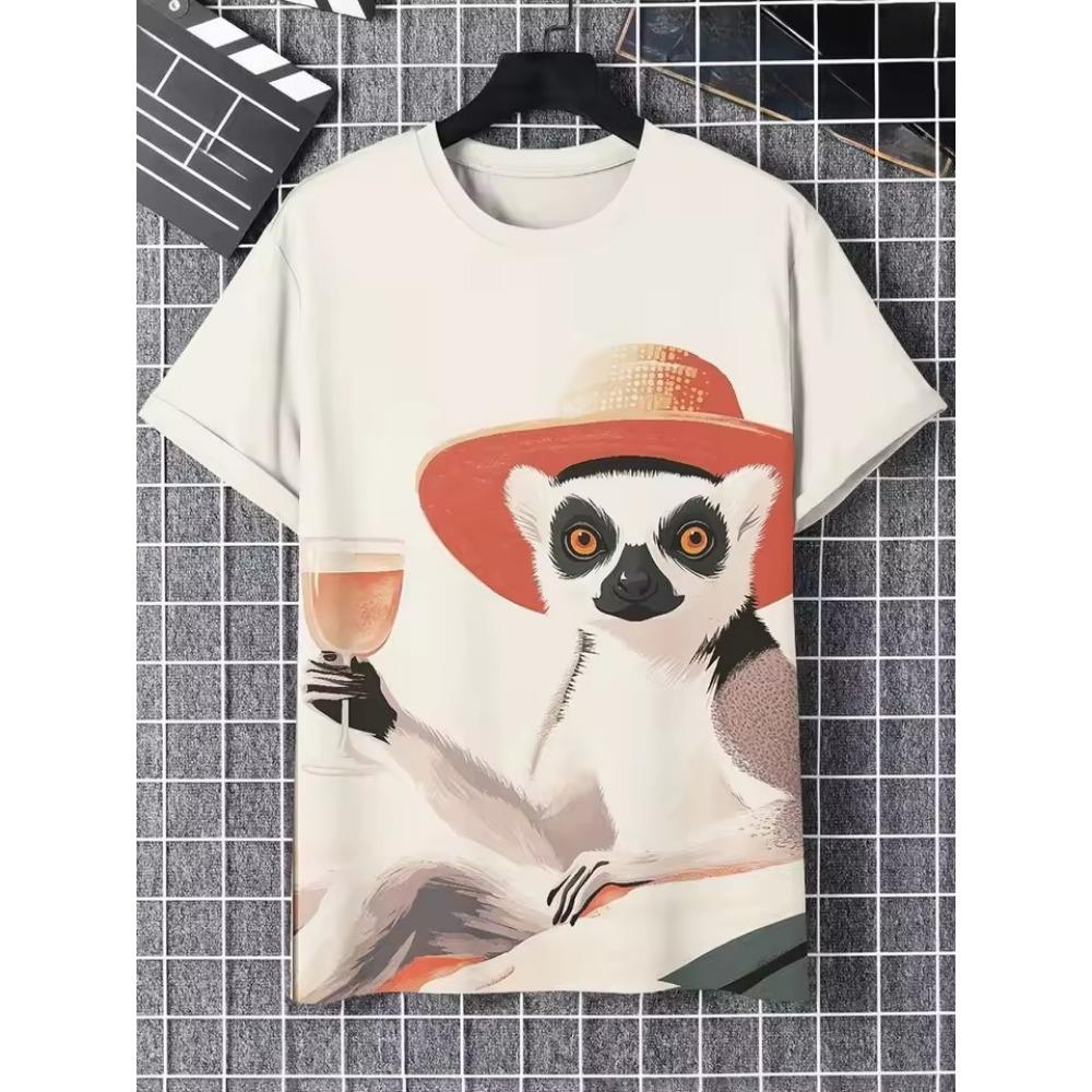 Abstraktes Zeichentrickfiguren-Muster Aufgedrucktes Rundhals-T-Shirt Sommerlich Lässig Mode Kurzärmeliges Oberteil Damenbekleidung