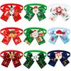 8pcs Christmas Santa Claus Doll Pet Dog Dog Cat Bow Tie Accessories Christmas Tree Decoration Adjustable Pet Red Collar