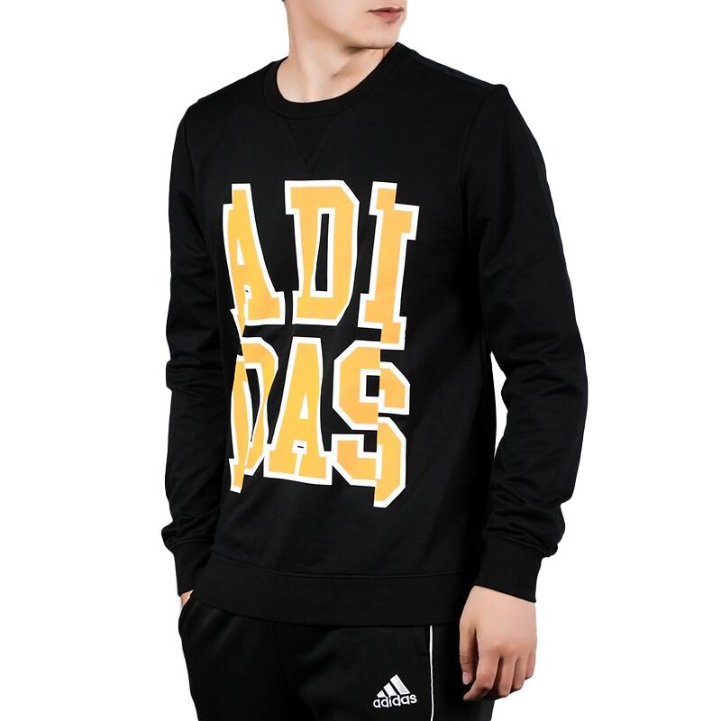Adidas Neo Large Logo Print Pullover Sweatshirt Men Tops Black EI6273