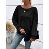 Women's Round Neck Long Sleeve Knit Sweater Loose Fit Casual Fashion Pullover Top
