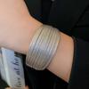 Exaggerated Metal Multilayer Open Cuff Bracelet for Women Vintage Gold Color Geometric Adjustable Charm Bracelet Jewelry