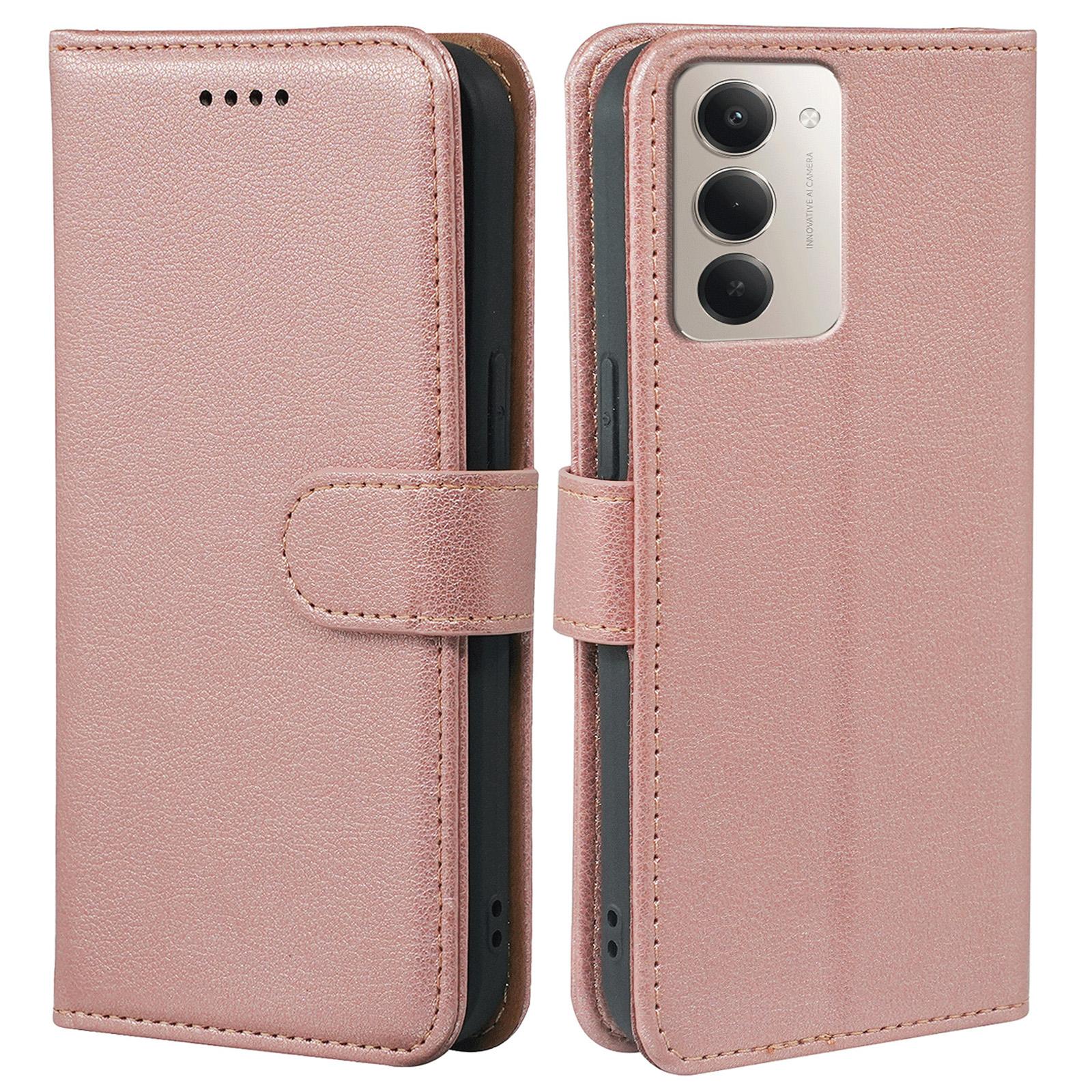 

Чохол для Xiaomi Redmi 15 5G Гаманець з RFID-блокуванням Шкіряний чохол з текстурою лічі Застібка на магніті Rose Gold