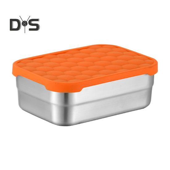 Snackbehälter aus Edelstahl für Kinder, auslaufsicherer Lebensmittelbehälter für Kleinkinder mit Silikondeckel, stapelbare Lunchbox aus Metall für Schule und Kindertagesstätte