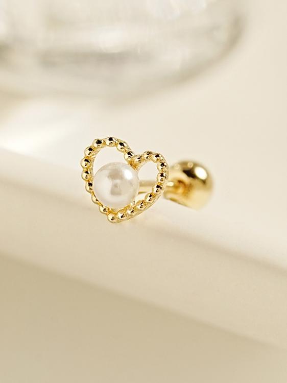 Minimalpiercing 14K Memory Heart Piercing Earrings