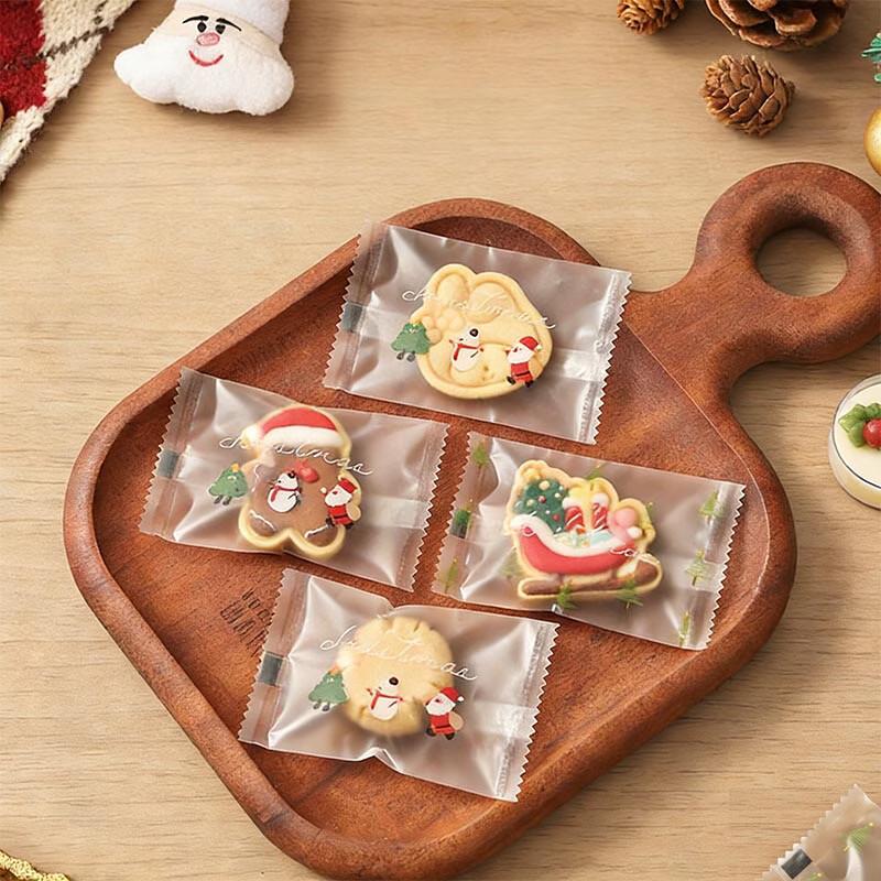 Meidi Disposable Christmas Cookie Packaging Bags, 100 Pcs