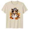 Cozy Autumn Dog Watercolor Art TShirt Sheltie Collie Dog Lover Gift