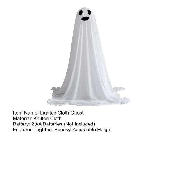 Halloween Ghost Decoration Outdoor DIY Large Lighted Cloth Ghosts with String Lights Spooky Standing White Ghost for Garden Patio Front Porch