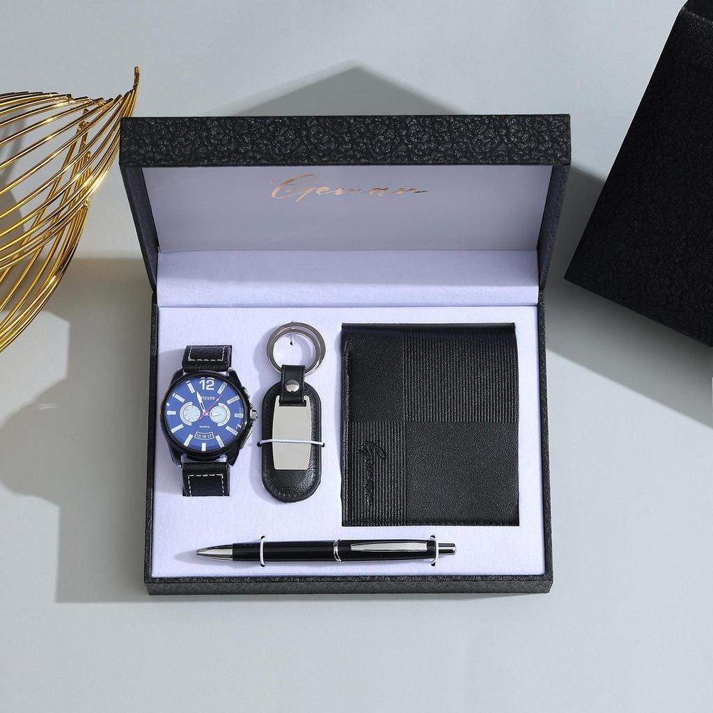 Weihnachtsgeschenkset: Ledergürtel, Uhr, Brieftasche für Freund