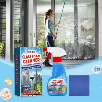 Glass Foam Cleaner - Household Foam Cleaner for Removing Dirt, Grease & Fingerprints from Windows, Mirrors & Glass Doors