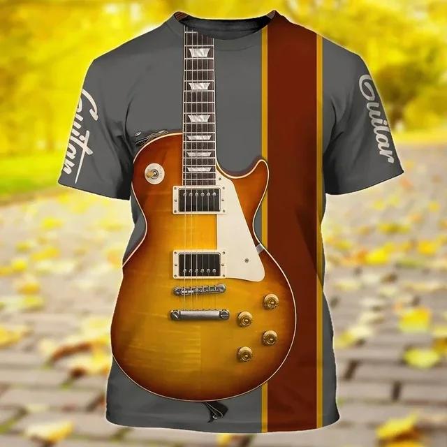 Gibson Guitar Men's T-shirts Electric Guitarist Rockeras Tees Musical School Design 3d Print Clothing Women's Custom Name
