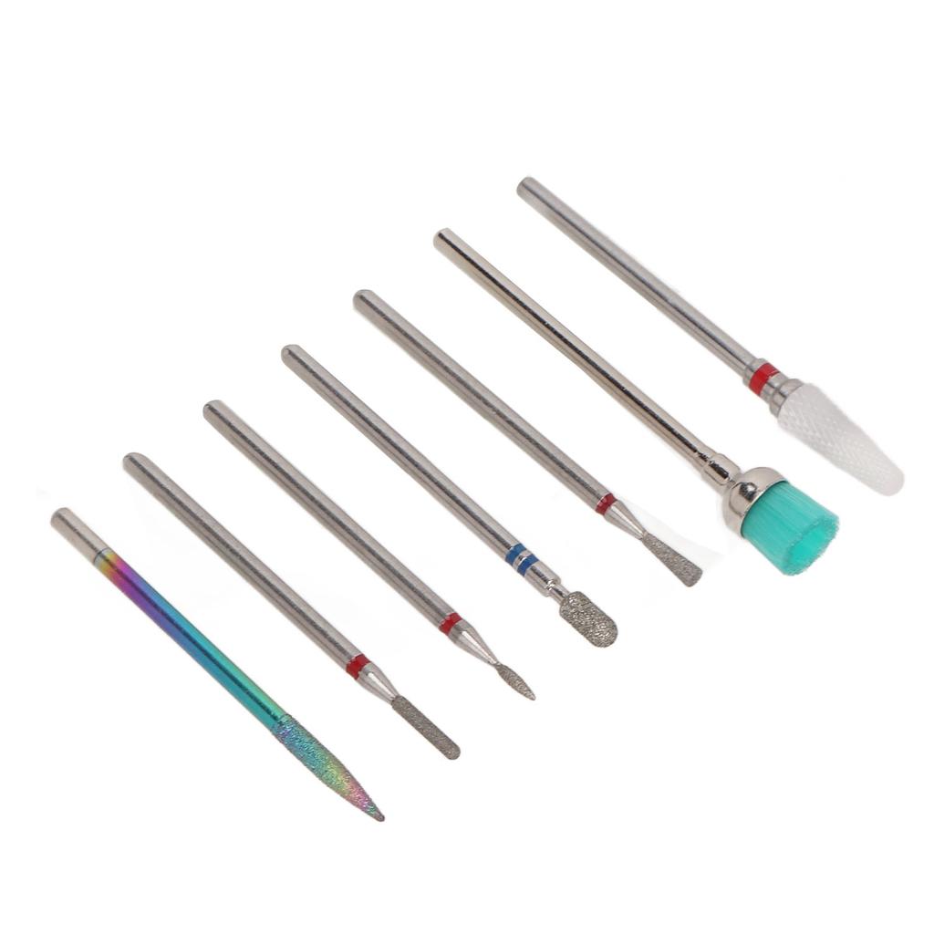 7pcs Ceramic Nail Drill Bit Rotatable Polishing Shaping Portable Cuticle Remover Bits for Nail Salon Home