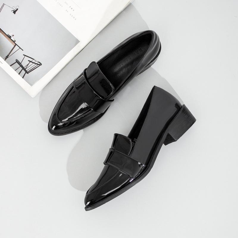 Tang Jing pointed small leather shoes women's patent leather professional work shoes low heel business single shoes Huizhou women's shoes