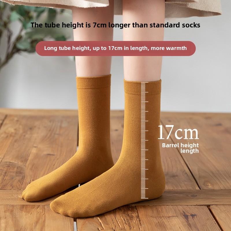 5 Paar Damen Frühling und Herbst Reine Baumwolle Einfarbig Reine Baumwolle Sport Verdickte Mittellange Socken