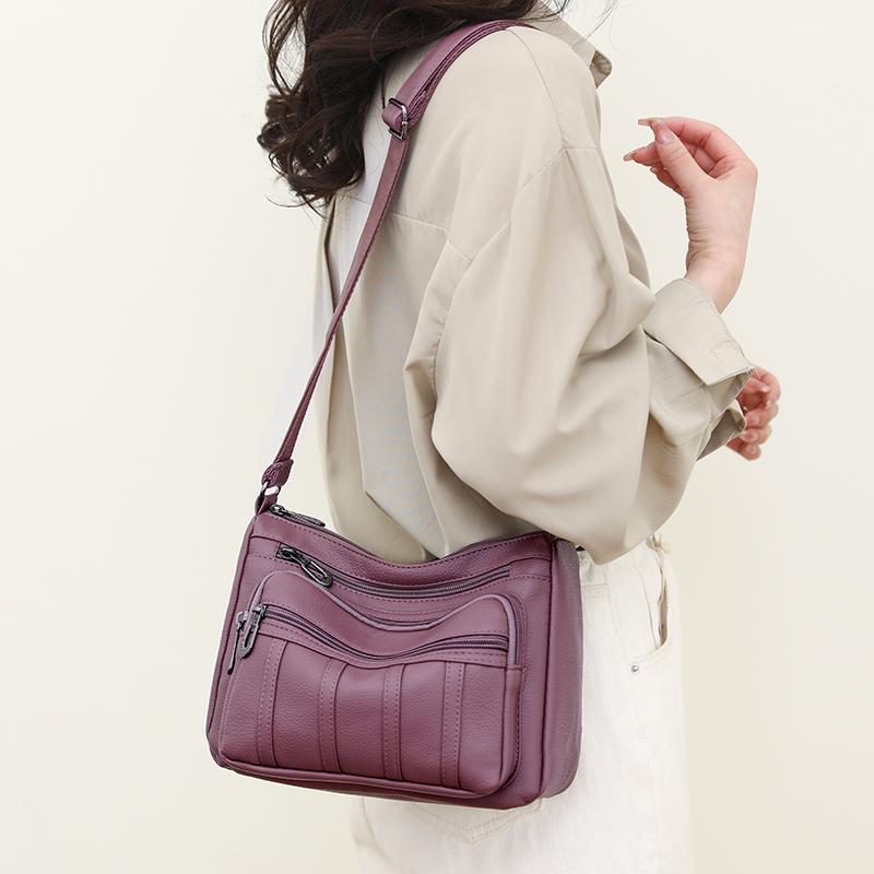 

Натуральная брендовая мягкая кожаная сумка с верхней ручкой, женская сумка через плечо, сумка через плечо, женская сумка-мессенджер большой вместительности, большая сумка 26cm 10cm 19cm фиолетовый