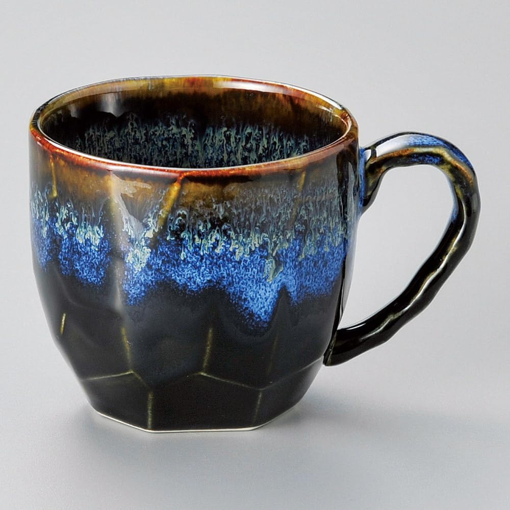 Yamashita Crafts Mino Ware Blue x 8 109751 Kiln-fired Mug, 8.6 cm, 290cc,