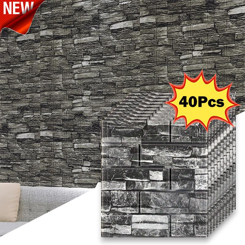 40 Pieces of Imitation Brick Wallpaper 38.5X35cm Self-adhesive Waterproof and Moisture-proof Living Room Bedroom Wall Decoration