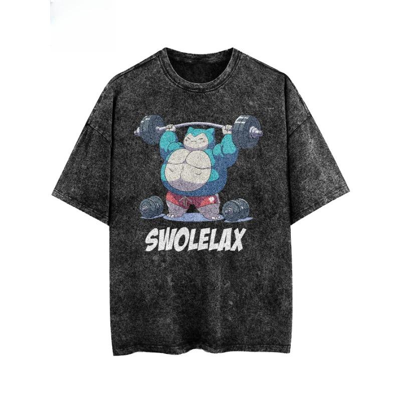 Zengyanqin02 Pok&eacute;mon Randproducten Oud Gewassen T-shirt Gym Oefening Fitness Heren en Dames Puur Katoen Korte Mouwen Casual Kleding S