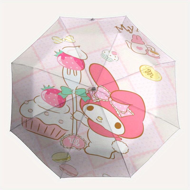 Cake My Melody Durable Cartoon Folding Umbrella, Portable 3-Fold Compact Umbrella for Men and Women, Suitable for Travel or Daily Use.Y012