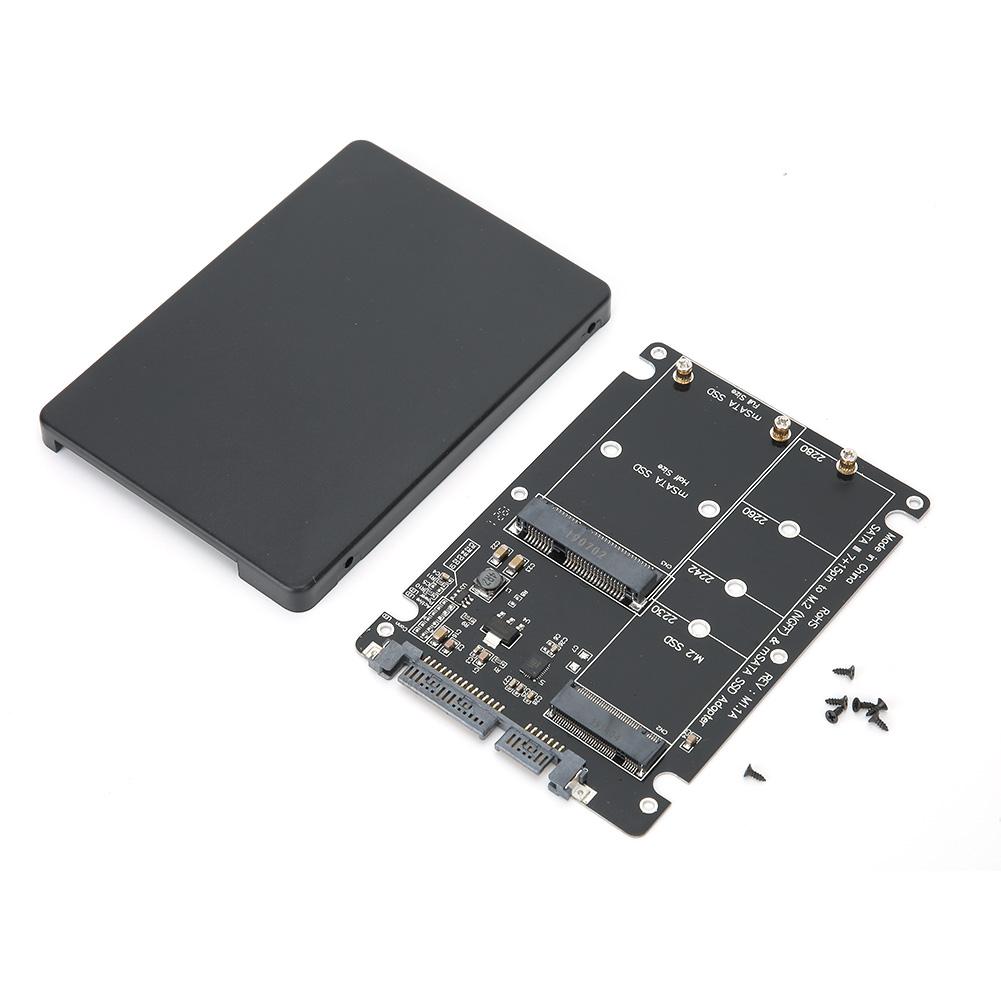 Hard Disk Box Black ABS SSD 2 in 1 M.2 B Key MSATA to SATA 3.0 Computer Accessories (Not Inclube Hard Disk)