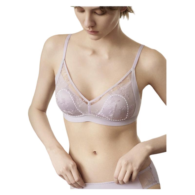 ubras Sunlight Vanilla Lace Rabbit Ear Cup Large Breast Bra Wireless Brassiere