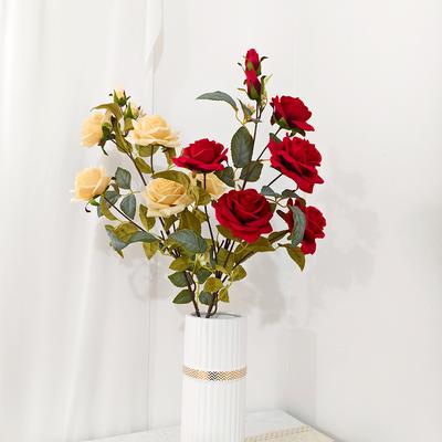 7-Head Flannel Rose Simulation Flower Long Branches Romantic Atmosphere Wedding Photography Home Improvement Valentine'S Day Accessories
