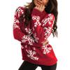 Women's Long Sleeve Turtleneck Christmas Printed Knitted Sweater Top T-Shirt
