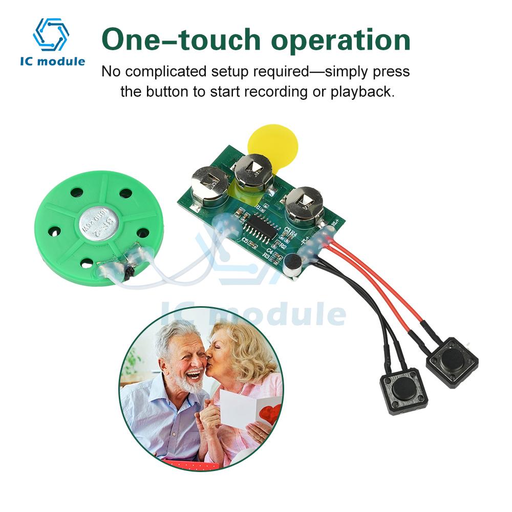 DIY Greeting Card Voice Recorder Module - 120/240 Second Recordable Chip with Button Playback for Talking Card Toy