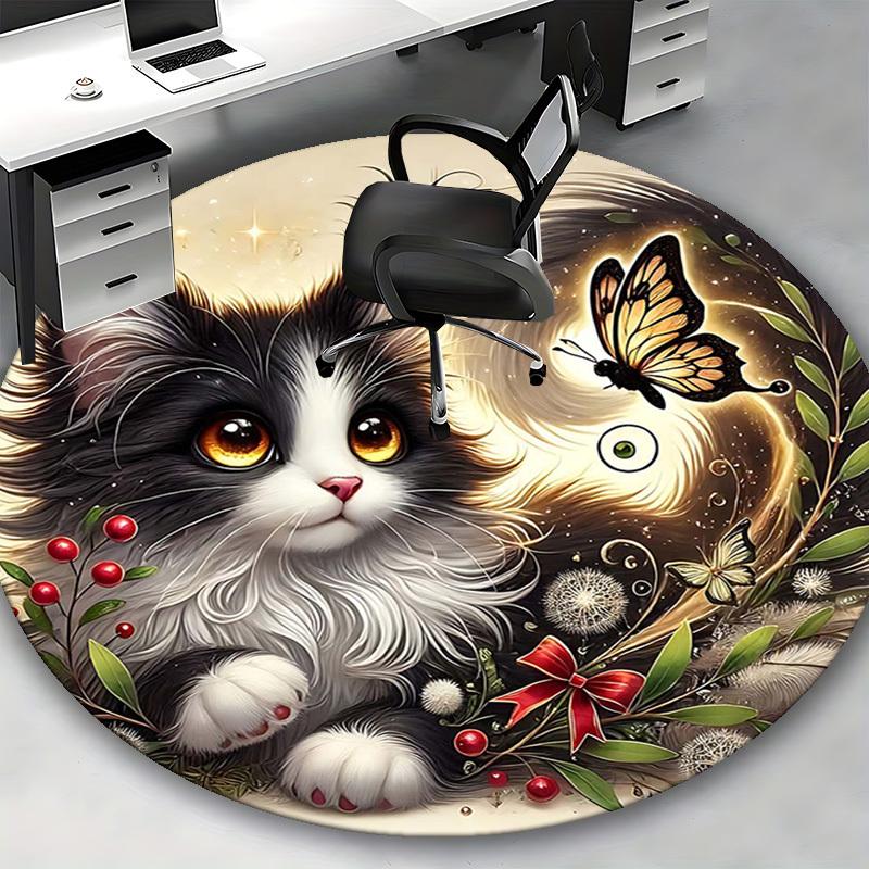 1pc Anime Design Round Carpet Office Chair Mat, Non Slip Rug for Home Decor, Gift, Office, Living Room, Bedroom
