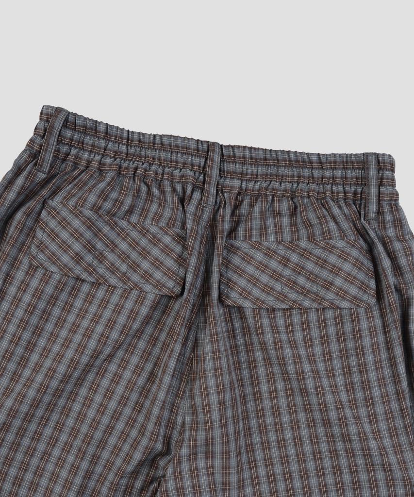 Beodeonteu Check String Cargo Elastic Pants [Brown]