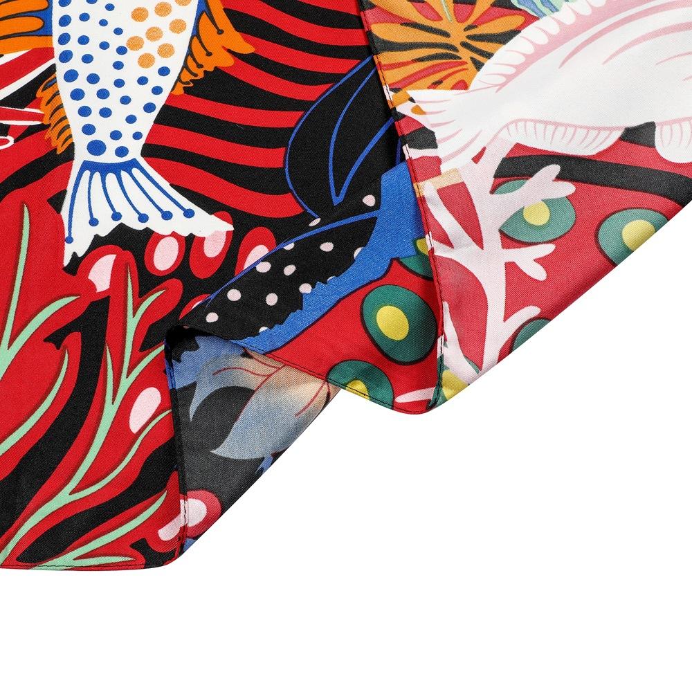 130*130cm 100% Keprová Hedvábná Šála Dámská Čtvercová Bandana Šátek S Potiskem Podmořského Světa Dámský Foulard Šátek