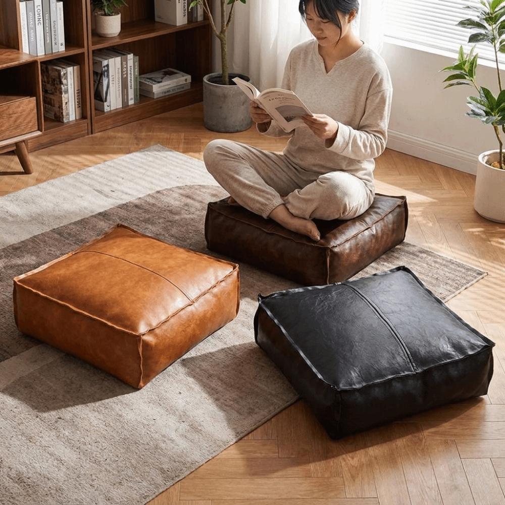 Large Capacity Square Pouf Cover Removable Sofa Stool Cover Clothes Storage