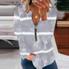 Women Summer Casual Sexy V-neck Printed Zipper LongSleeves Tops