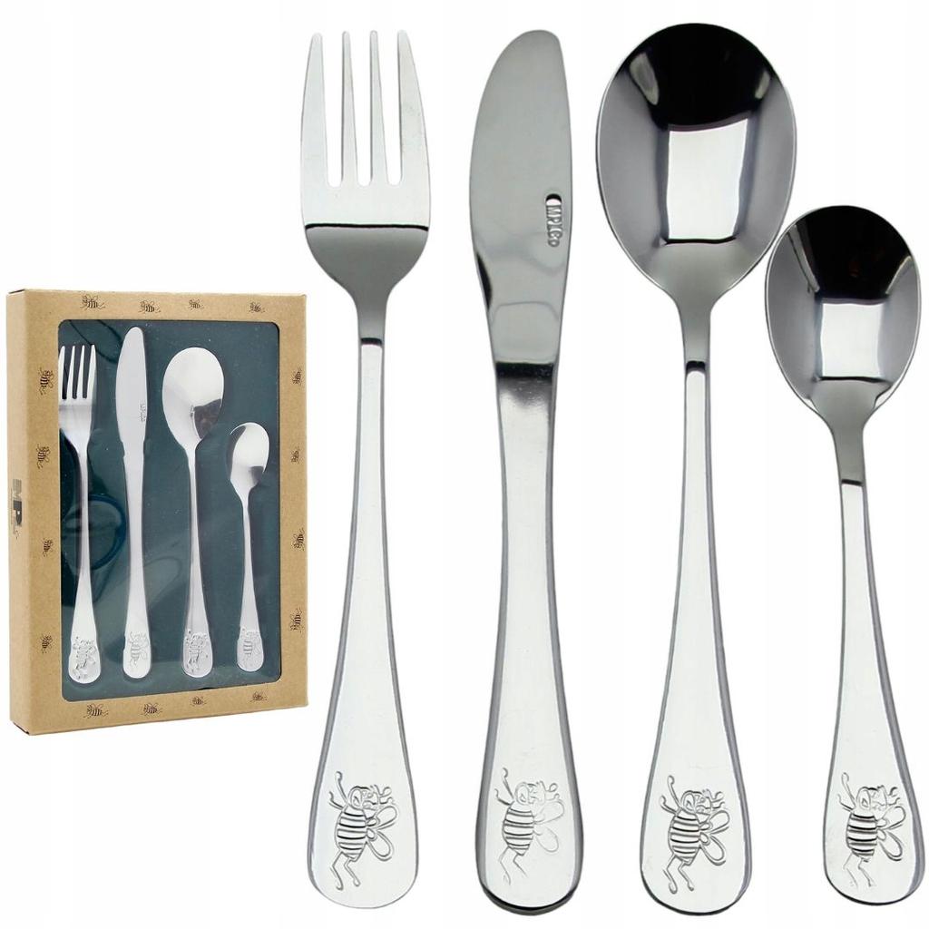 CHILDREN'S CUTLERY SET STEEL SPOON FORK KNIFE SPOON 4 pcs.