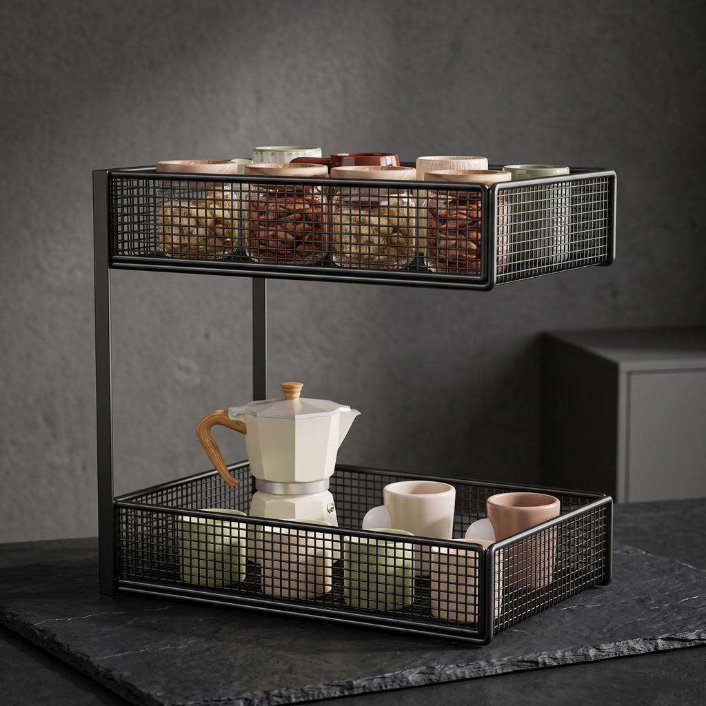 Space-Saving Potato Basket Ventilated, Kitchen Countertop Rack with Baskets,