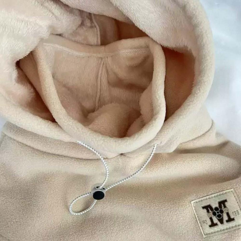 Warmer Hooded Neck Cap Drawstring Winter Pullover Cap Casual Fleece Balaclava Hat  Outdoor