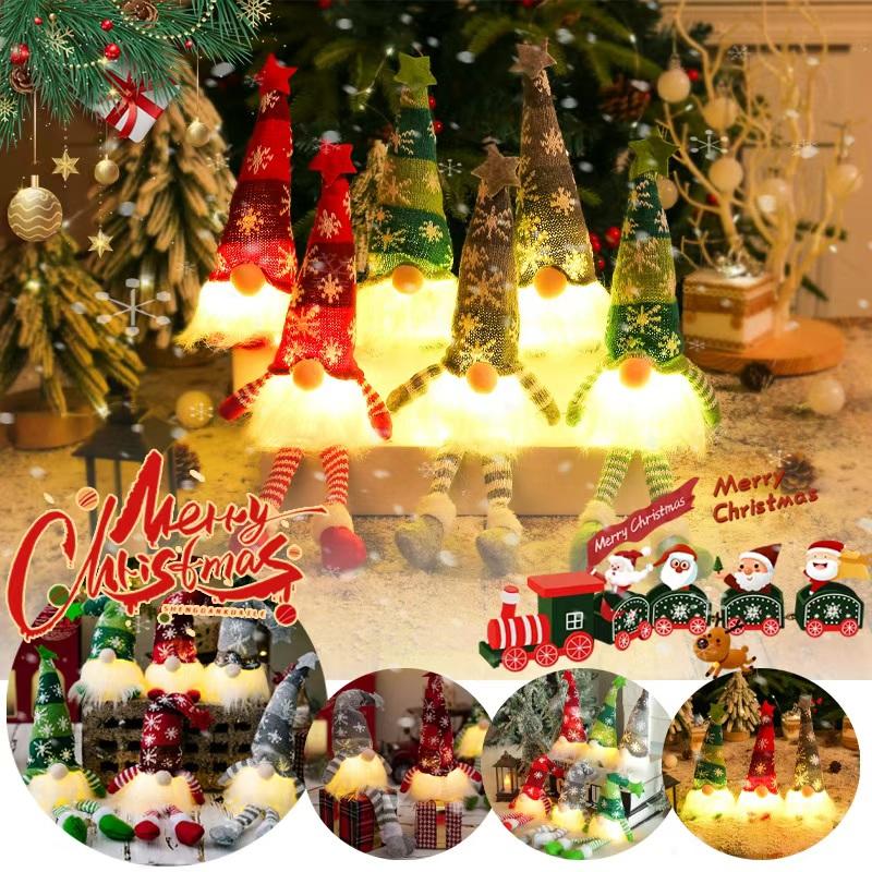 Christmas Faceless Doll Glowing Gnome LED Light Plush Knitting Crafts Xmas Home Doll Ornament New Year Kid Birthday Gift Decor