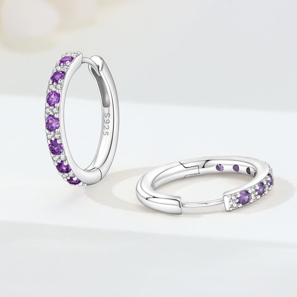 Orstarry S925 Silver Earring Versatile Purple Blue Green Zircon Earrings Gold Plated Earrings Women Birthday Gifts
