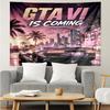 GTA 6 Print Tapestry, Backdrop, Easy Setup, Ideal for Bedroom, Office & Living Room, with Aesthetic Wall Hanging Decor.