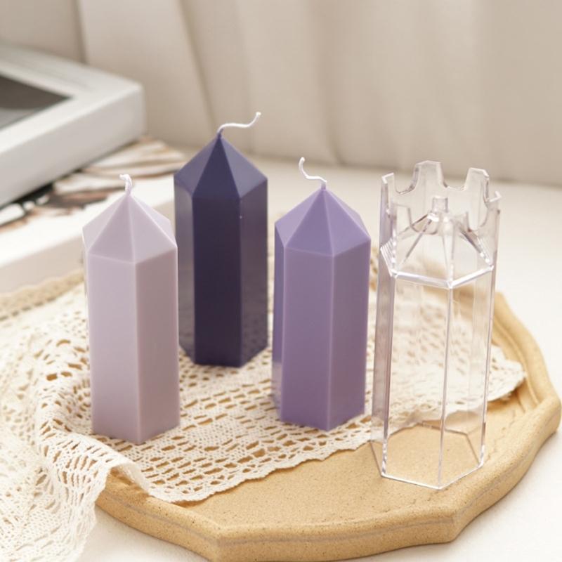 Clear Acrylics Candle Molds Hexagonal Column Candle Making Mould for Church Candlelight Christmas Wedding Decoration