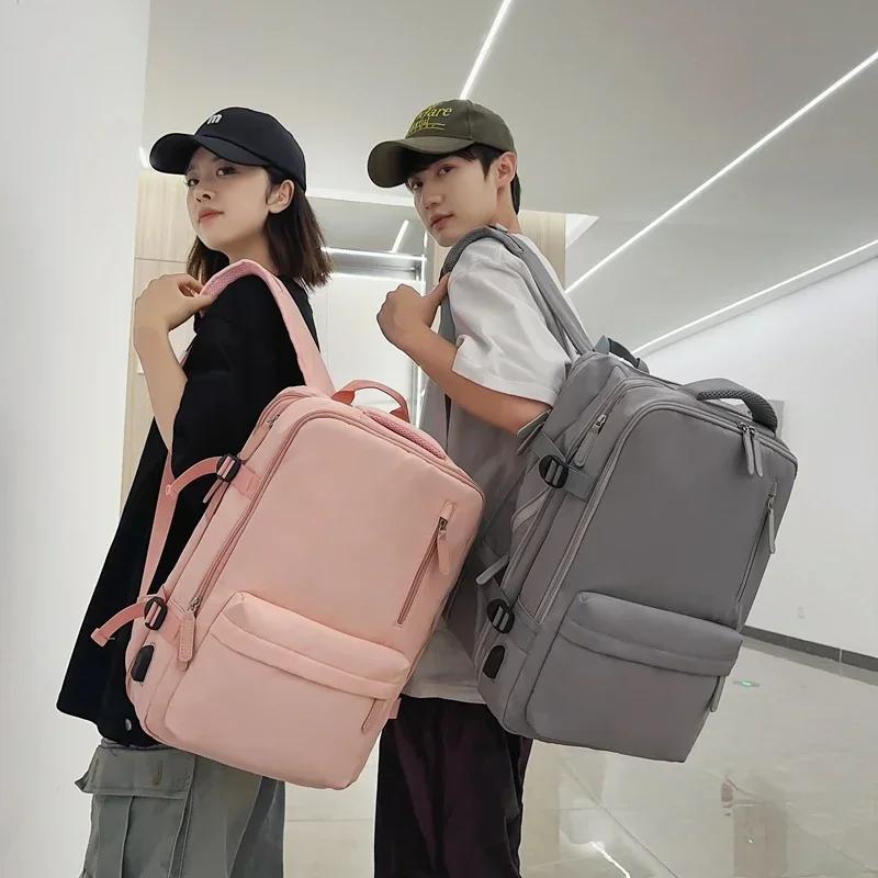 Solid Expand The Capacity Of The Backpack 2024 High Quality Couple Of School Bag Lady Business Travel Computer Backpack
