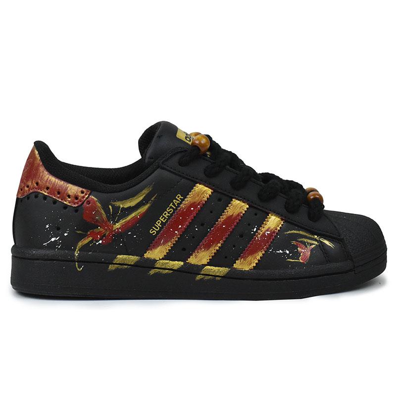 adidas Originals SUPERSTAR Low Top Skateboard Shoes Unisex Black Red Gold EG4959(Team96-)