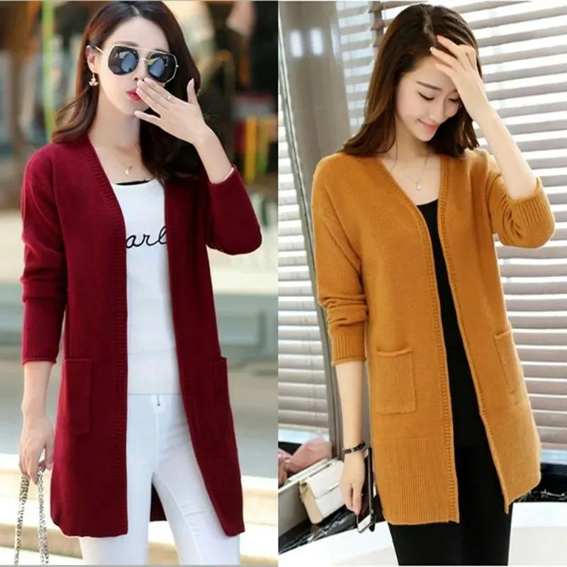 Women Autumn Knitted Cardigan Sweater Long Sleeve Casual Coats Female Korean Loose Sweater