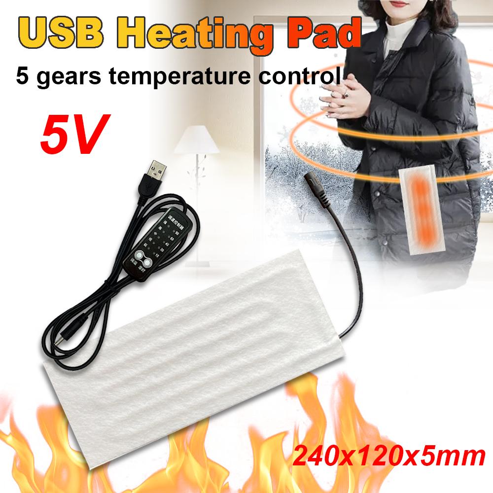 5V USB Heating Pad 24x12cm Electric Heater Pad Winter Warm Carpet Carbon Fiber Heating Film Hand Warmer For Neck Pillow Heating